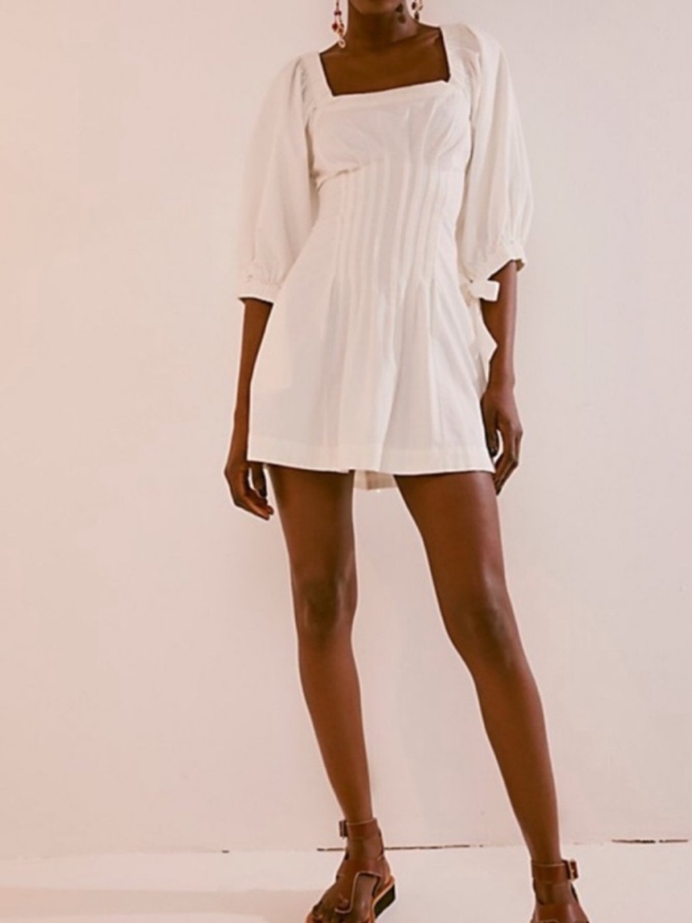 Free People Cerise Ivory Corset Puff Sleeve Mini Dress Small